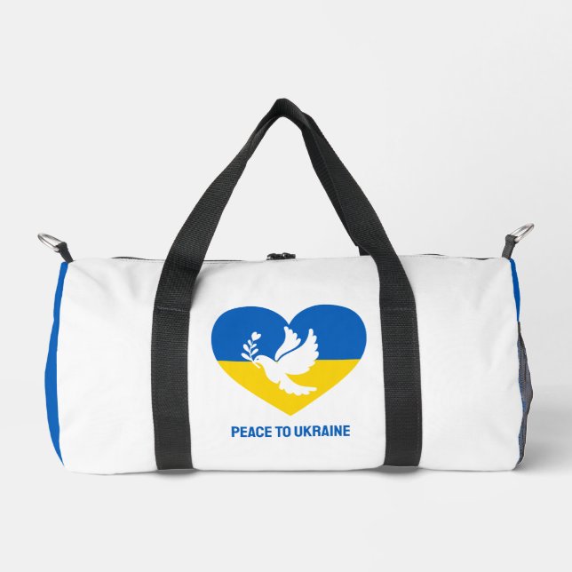 Custom Name & Text Peace to Ukraine Duffle Bag (Front)