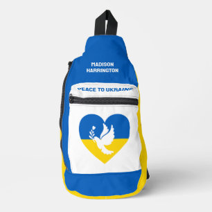 Custom Name & Text Peace to Ukraine Sling Bag