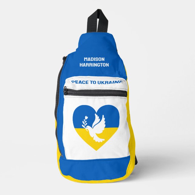 Custom Name & Text Peace to Ukraine Sling Bag (Front)