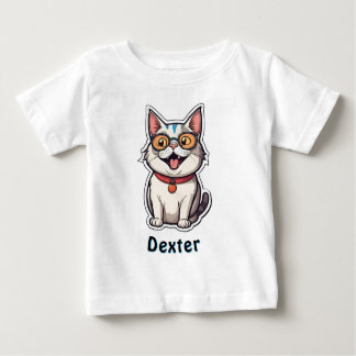 Custom Name Text Personalised Cat Sticker T-Shirt