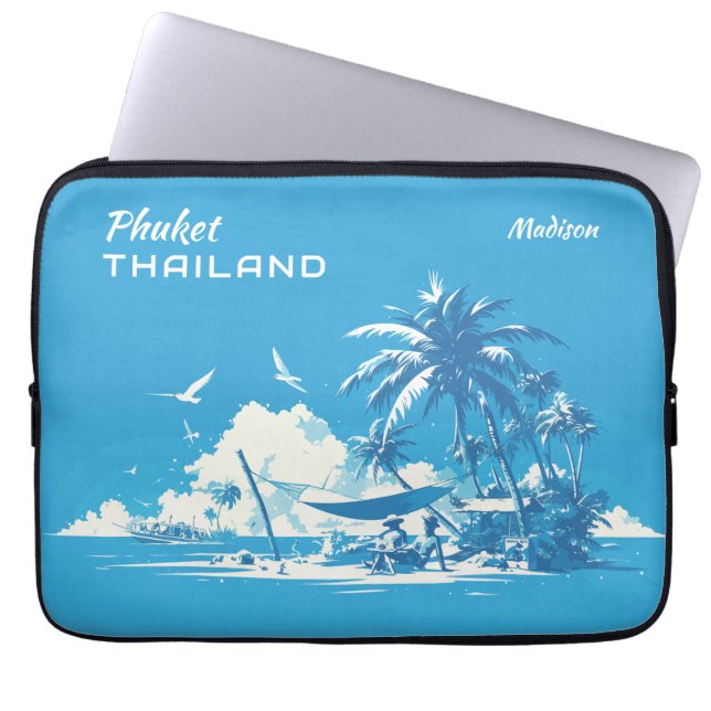 Custom Name & Text Phuket Thailand Laptop Sleeve (Front)