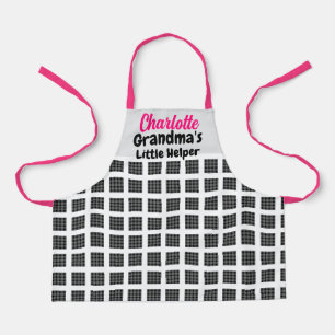Custom Name & Text Pink Strings Chequered Pattern  Apron