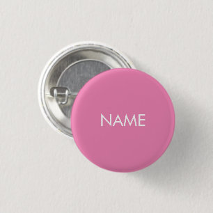Custom name text pink white minimalist pin button