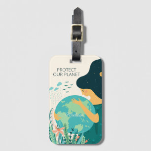 Custom Name & Text Planet Earth Mother Luggage Tag