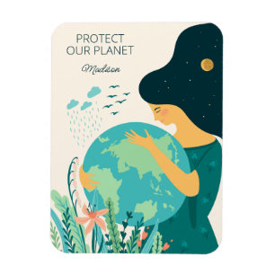 Custom Name & Text Planet Earth Mother Magnet