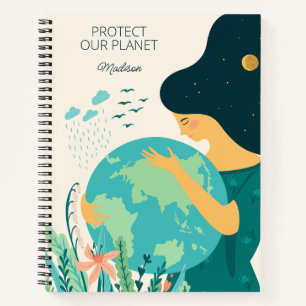 Custom Name & Text Planet Earth Mother Notebook