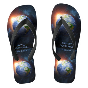 Custom Name & Text Planet Earth Thongs