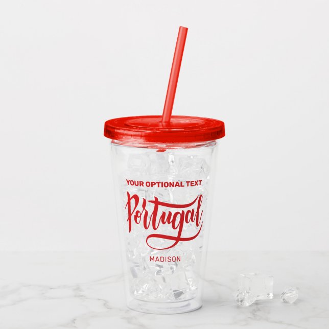 Custom Name & Text Portugal Acrylic Tumbler (Back Ice)
