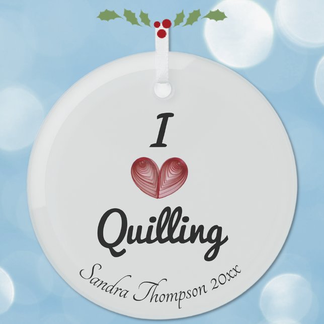 Custom Name Text, Quilling Keepsake Glass Tree Decoration (Creator Uploaded)