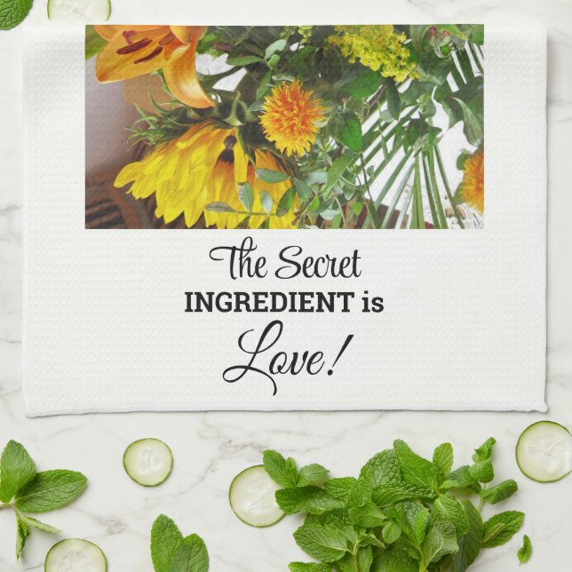 Custom Name, Text Quote Sunflower Print 16x24 Tea Towel (Folded)