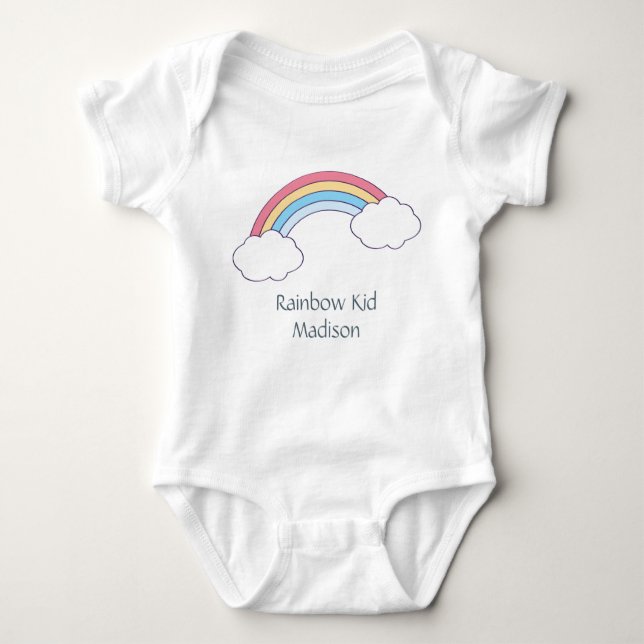 Custom Name / Text Rainbow kids' clothing Baby Bodysuit (Front)