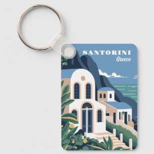 Custom Name & Text Santorini Greece Key Ring