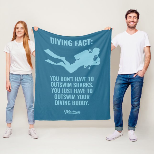 Custom Name & Text Scuba Diving Fleece Blanket (In Situ)
