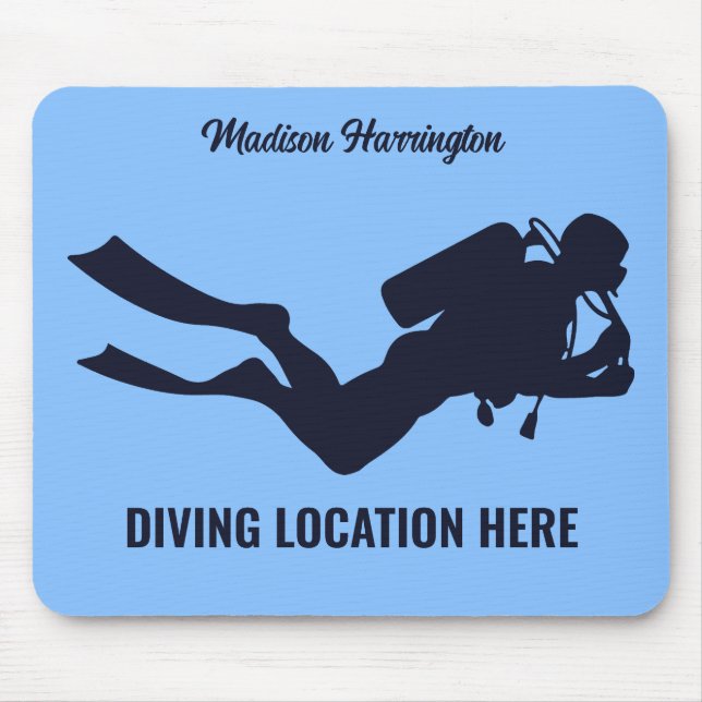 Custom Name & Text Scuba Diving Mouse Pad (Front)