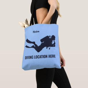Custom Name & Text Scuba Diving Tote Bag