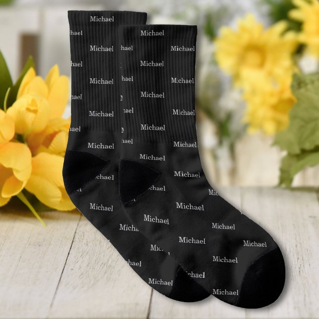 Custom Name Text Simple Elegant Personalised Socks (Creator Uploaded)