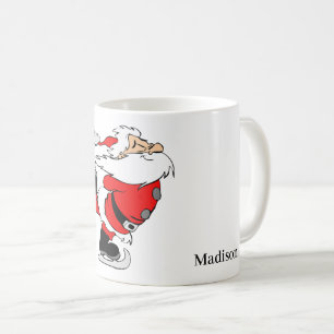 Custom Name & Text Skating Santa Coffee Mug