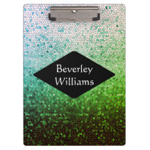 Custom Name Text Sparkling Green Clipboard