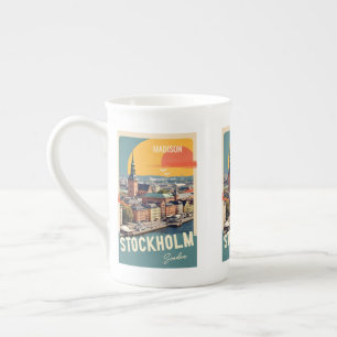 Custom Name & Text Stockholm Sweden Bone China Mug