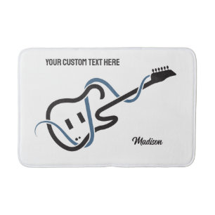 Custom Name & Text Stylised Guitar Bath Mat