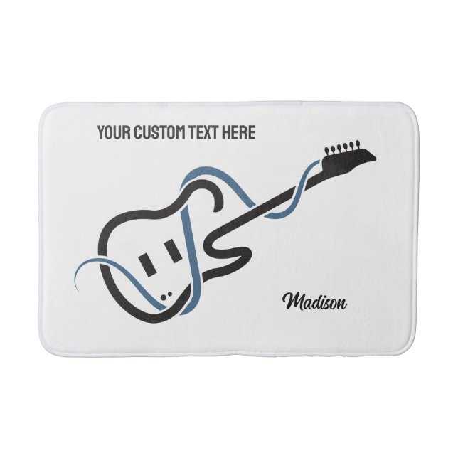 Custom Name & Text Stylised Guitar Bath Mat (Front)