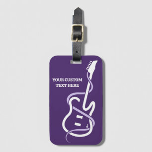 Custom Name & Text Stylised Guitar Luggage Tag