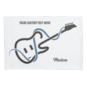 Custom Name & Text Stylised Guitar Pillowcase