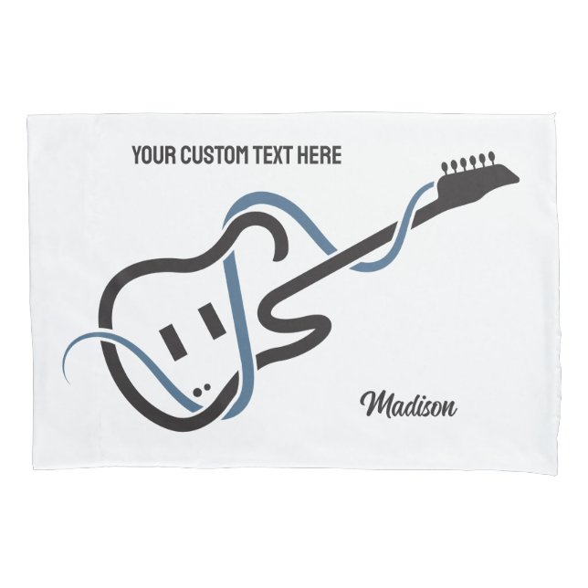 Custom Name & Text Stylised Guitar Pillowcase (Front)