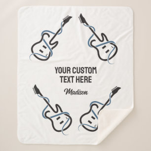 Custom Name & Text Stylised Guitar Sherpa Blanket