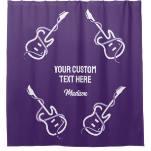Custom Name & Text Stylised Guitar Shower Curtain
