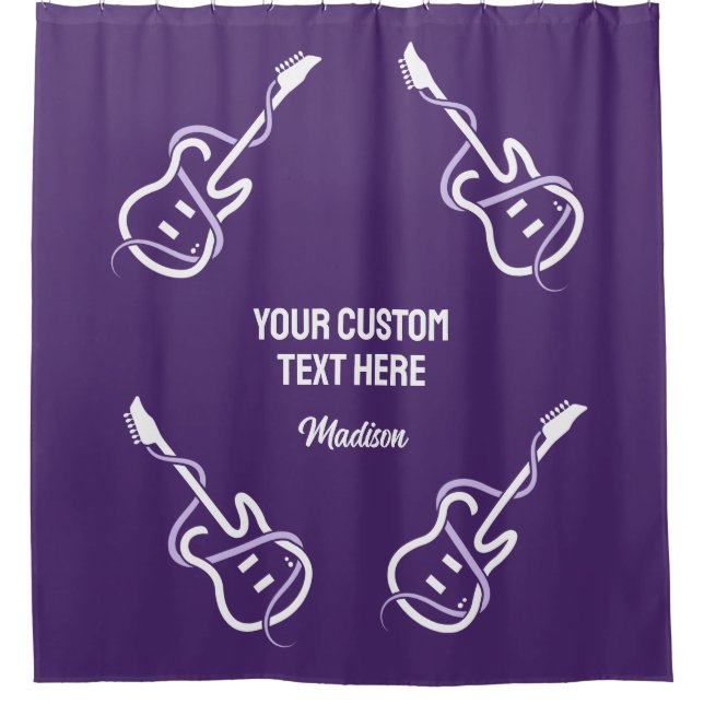 Custom Name & Text Stylised Guitar Shower Curtain (Front)