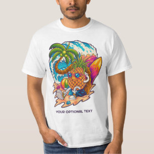 Custom Name & Text Surfing Pineapple T-Shirt