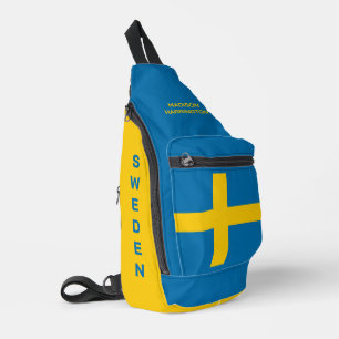 Custom Name & Text Swedish Flag Sling Bag