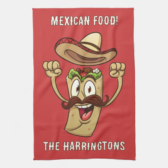 Custom Name & Text Taco Party Tea Towel (Vertical)