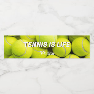 Custom Name & Text Tennis Balls Water Bottle Label