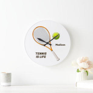 Custom Name & Text Tennis Large Clock