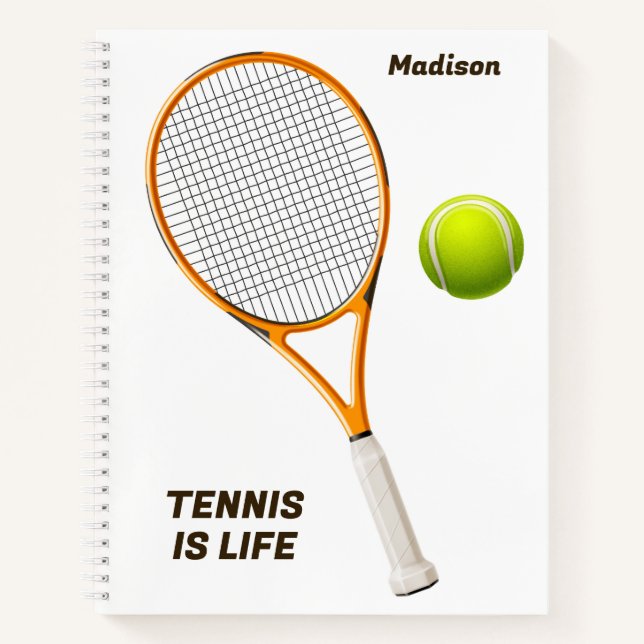 Custom Name & Text Tennis Notebook (Front)