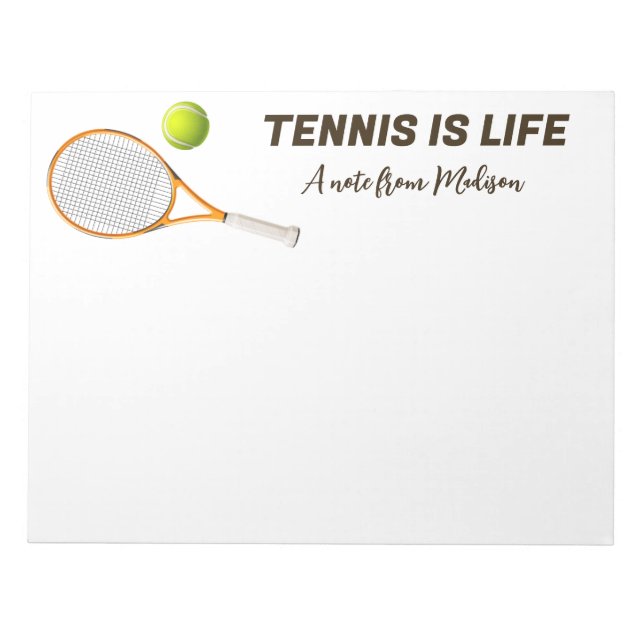 Custom Name & Text Tennis Notepad (Front)