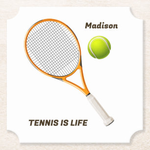 Custom Name & Text Tennis Paper Coaster