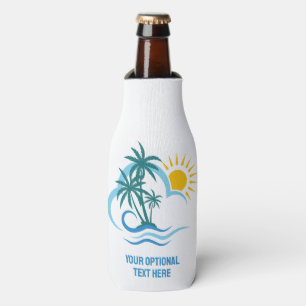Custom Name & Text Tropical Islands Bottle Cooler