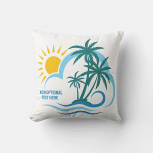 Custom Name & Text Tropical Islands Cushion