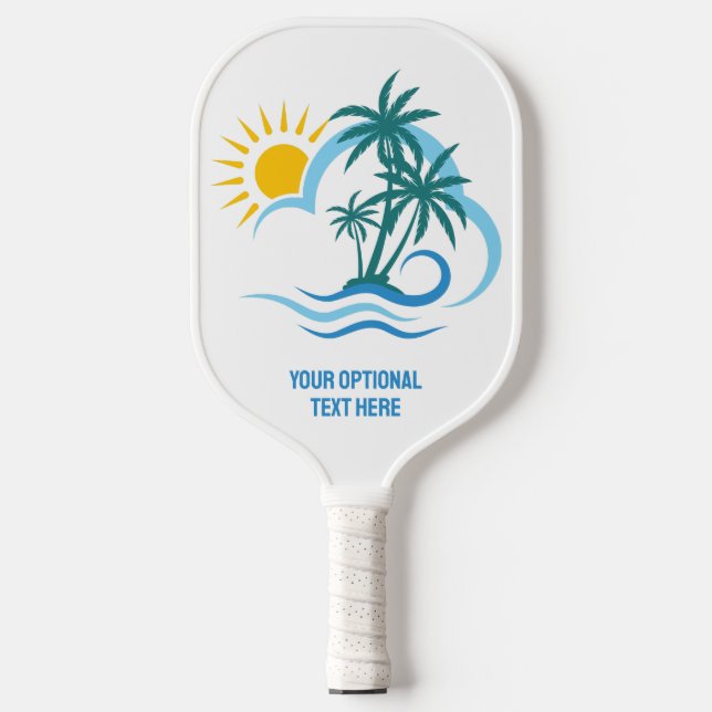 Custom Name & Text Tropical Islands Pickleball Paddle (Front)