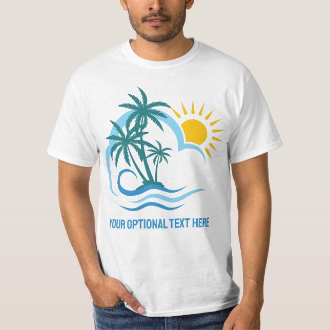 Custom Name & Text Tropical Islands T-Shirt (Front)
