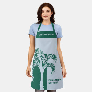 Custom Name & Text Tropical Palm Tree Apron