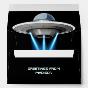 Custom name & text UFO Spaceship Envelope