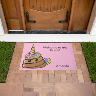 Custom Name & Text Unicorn Poop Doormat
