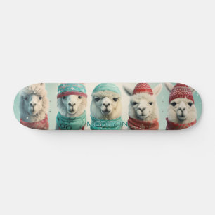 Custom Name / Text Winter Llamas Skateboard