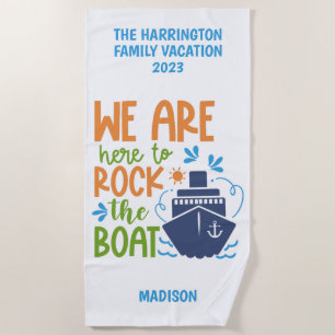 Custom Name, Text & Year Cruise Beach Towel