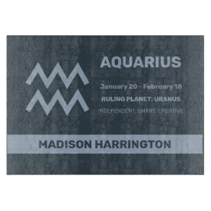 Custom Name / Text Zodiac Sign Aquarius Cutting Board