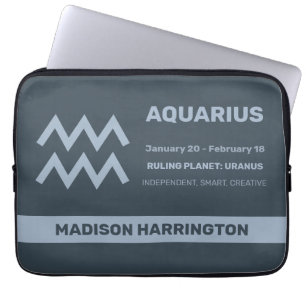 Custom Name / Text Zodiac Sign Aquarius Laptop Sleeve